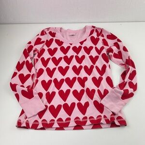 Hanna Andersson Pink Long Sleeve PJ Top with Red Hearts